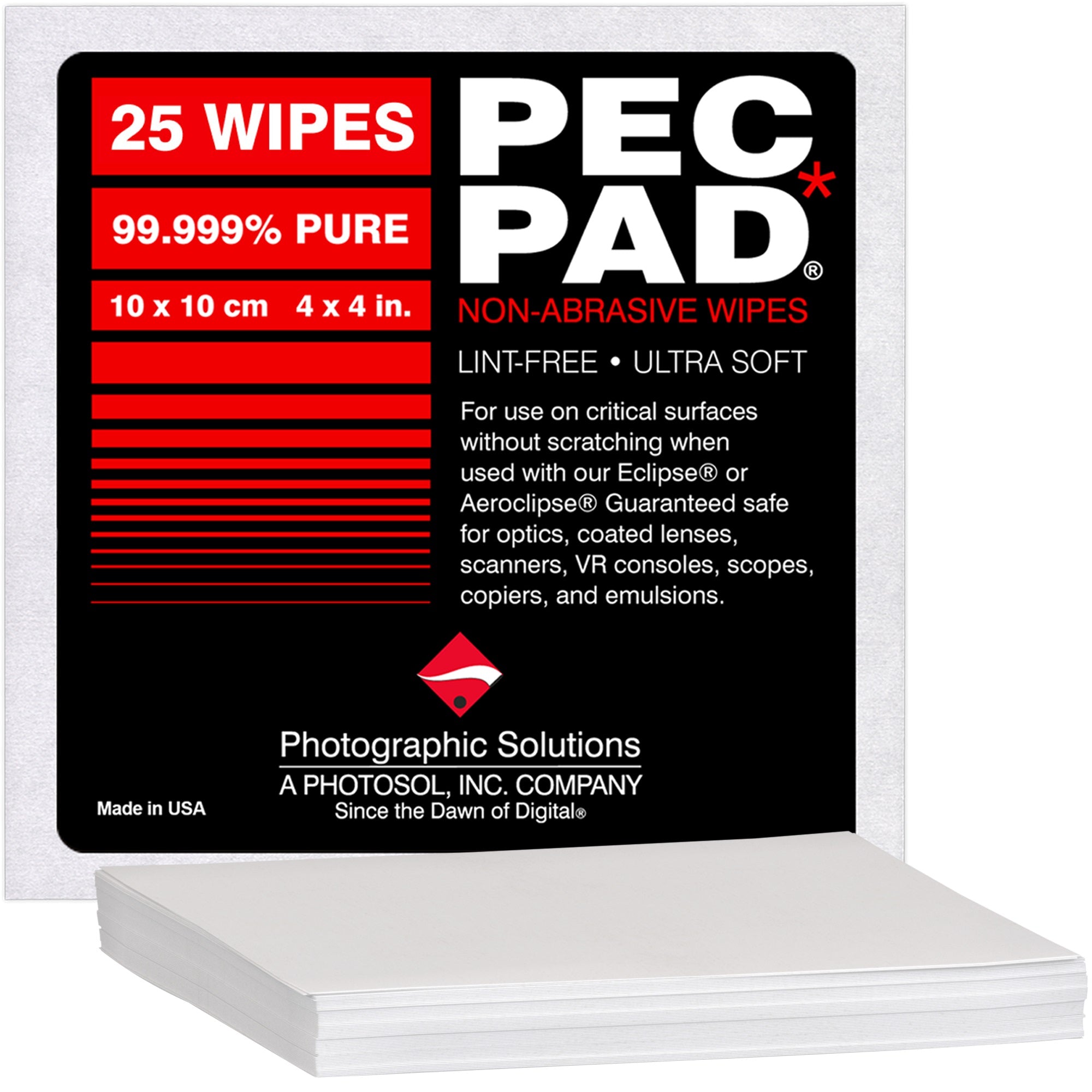 Photographic Solutions PEC-PAD Photo Wipes (4 x 4", 25 Wipes)