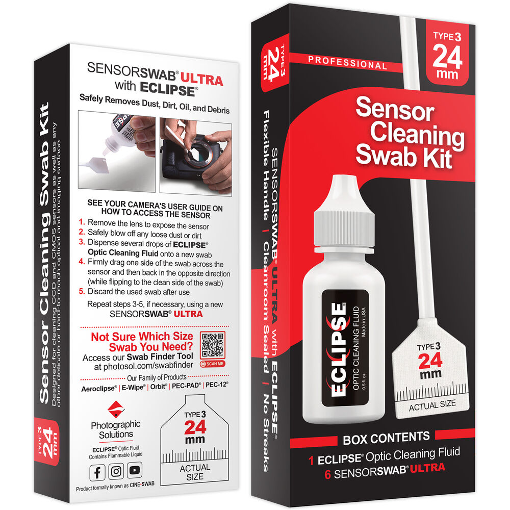 Photographic Solutions Sensor Cleaning Swab Kit (24mm Swab, Eclipse Solution)