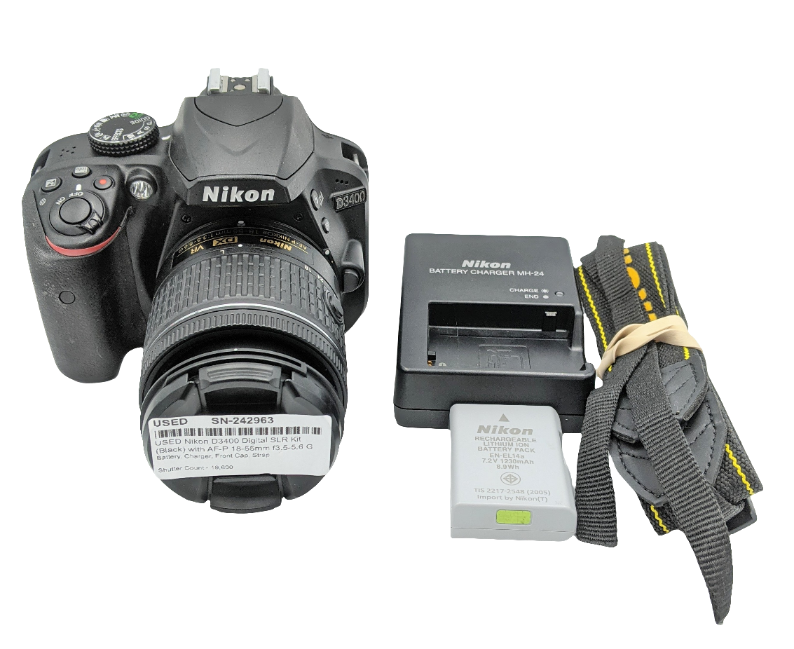 USED Nikon D3400 Digital SLR Kit (Black) with AF-P 18-55mm f3.5-5.6 G VR DX Lens